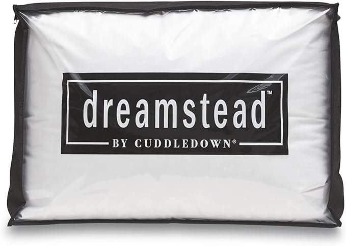 Cuddledown Dreamstead Premium Sleeping Pillow| European White Goose Down | 700 Fill Power | 300 Thread Ct 100% Cotton Shell | Windowpane Weave | Hypoallergenic | Handcrafted | Standard – Soft/Thin