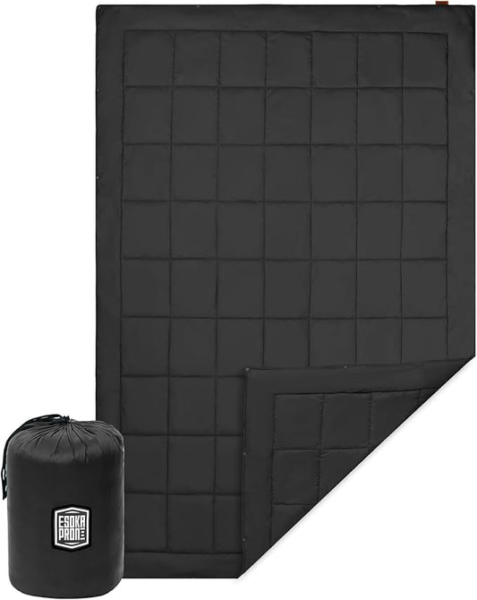 Outdoor Camping Blanket,Lightweight Waterproof Puffy Camping Blanket,Portable Camping Quilt for Travel, Picnic, Hiking,Camping (Black)