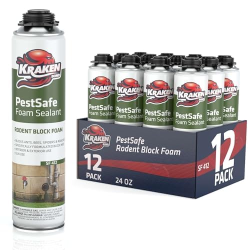 Kraken Bond Expanding Spray Foam Sealant - (12x24oz) Polyurethane Foam for Gaps & Cracks, Paintable Wall Hole Filler | Gun Use Only - Gun & Cleaner Not Included - 12 Pack