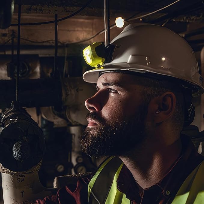 Streamlight 61424 Enduro Pro Haz-Lo 160-Lumen Multi Function Headlamp Includes 3 AAA Alkaline Batteries, Rubber Hard Hat Strap, Elastic Head Strap, 3M Dual Lock, Yellow