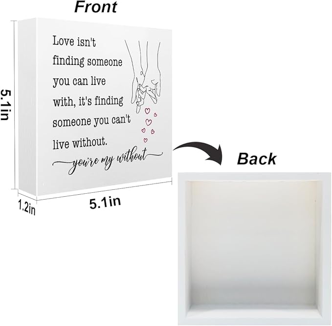 Wedding Gifts Office Supplies Rustic Desk Decor Romantic White Wooden Box Sign Anniversary Marriage Engagement Gifts Farmhouse Wood Plaque for Wife Husband Home Shelf Table Decorations Valentine Day