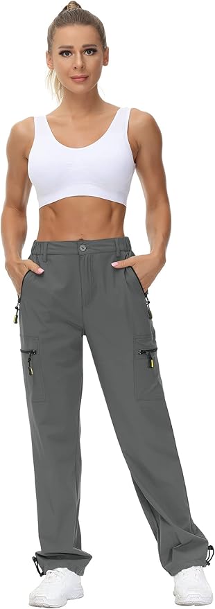 VVK Women's Hiking Cargo Pants Lightweight Quick Dry Outdoor Athletic Pants Camping Climbing Golf Zipper Pockets