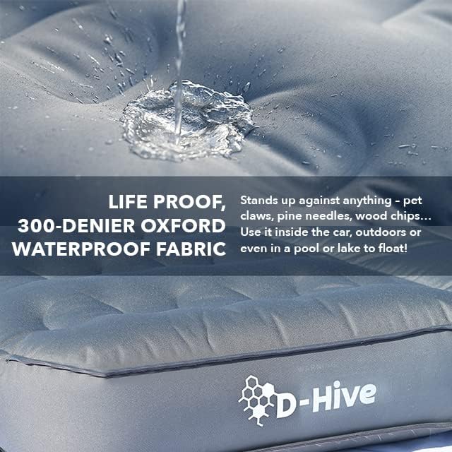 D-Hive Unbeatable Durability SUV Air Mattress for Car Camping, Durable Extra Thick 300D Oxford Fabric, Quick Easy Set-Up w/Electric Pump, Car Bed Mattress, Mattress for SUV, Air Mattress
