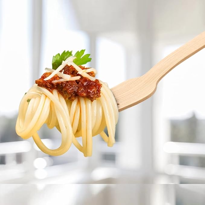 Bamboo Utensils Disposable- 200PK 6.7" Bamboo Forks Disposable 100% Compostable Biodegradable Renewable Natural Cutlery Fork for Travel/Camping/Wedding/Party