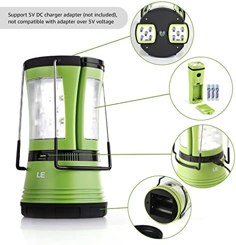 LE LED Camping Lantern Rechargeable, 600LM, Detachable Flashlight, Camping Essentials, Perfect Lantern Flashlight for Hurricane Emergency, Hiking, Fishing and More, USB Cable and Car Charger Included