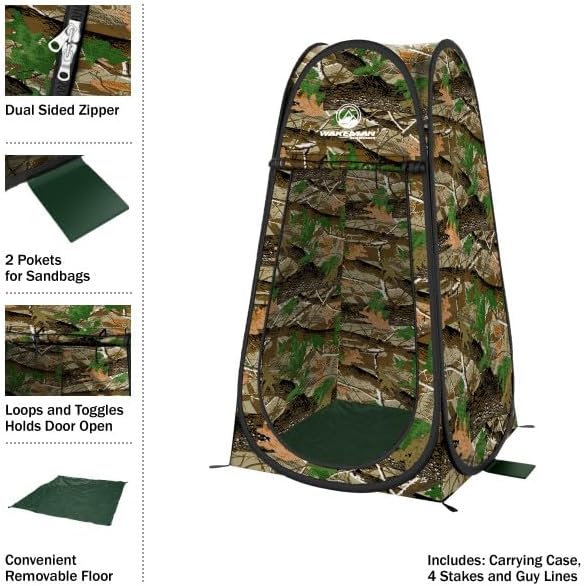 Pop Up Pod - Privacy Shower Tent, Dressing Room, or Portable Toilet Stall with Carry Bag for Camping, Beach, or Tailgate by Wakeman Outdoors (Camo)