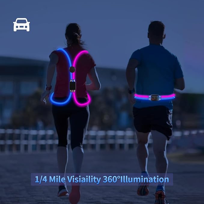 LED Reflective Vest Rechargeable Running Light for Runners High Visibility Safety Vest for Running,Cycling or Walking