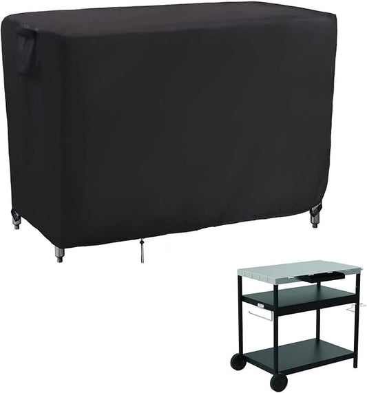 Kingling Grill Cart Cover, Waterproof Outdoor Prep Table Cover 46 Inch Stainless Steel Outdoor Patio Table Covers Rectangular for Metal Prep Cart Protection -46''L x 25''W x 40''H (Black)