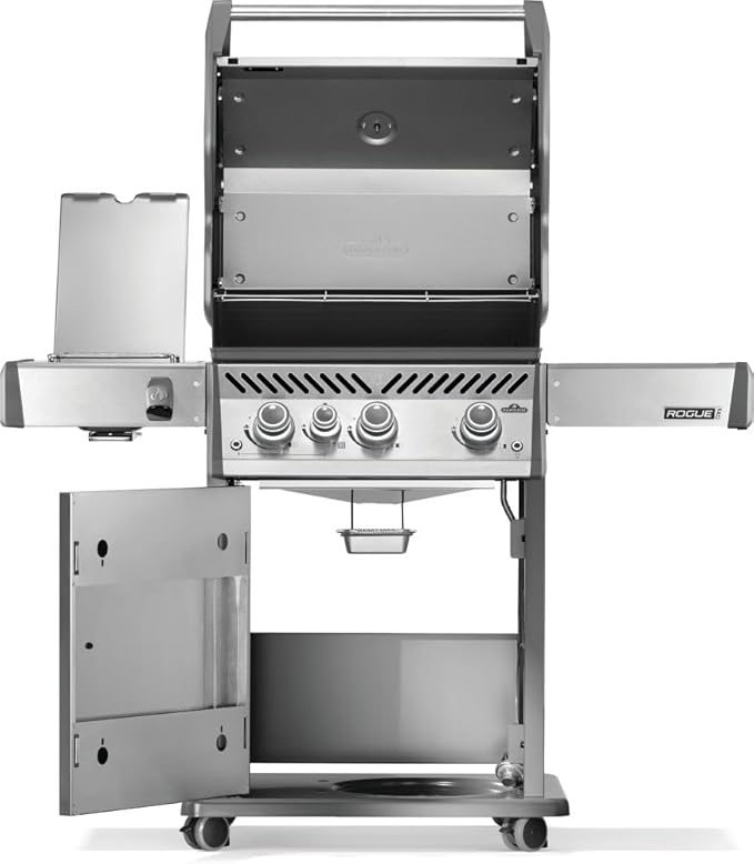 Napoleon Rogue PRO 425 Natural Gas Grill with Infrared Side Burner, Stainless Steel, Durable 4-Burner Gas BBQ
