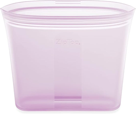 Zip Top Reusable Food Storage Bags | Sandwich Bag [Lavender] | Silicone Meal Prep Container | Microwave, Dishwasher and Freezer Safe | Made in the USA
