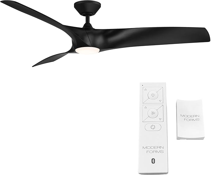 Zephyr Smart Indoor and Outdoor 3-Blade Ceiling Fan 62in Matte Black with Adjustable CCT 2700K-3000K-4000K-5000K LED Light Kit and Remote Control works with Alexa, and iOS or Android App