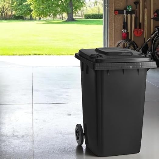 PRO&Family Wheeled Outdoor Trash Can Garbage Can Garage Trash Can for Restaurants/Hospitals/Offices/Back of House/Warehouses/Home (Black, 96 Gallon)