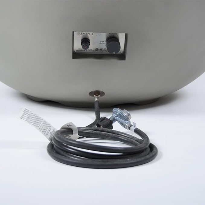 Elementi Lunar Fire Bowl Outdoor Gas Firepit Table 42 Inches Natural Gas Fire Pit Patio Heater Concrete High Floor Clearance Firepits Electronic Ignition Backyard Fireplace Cover Lava Rock Included