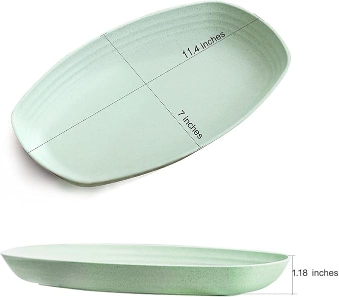 shopwithgreen Lightweight Wheat Straw Plates - 4 Pack 11.4'' Unbreakable Sturdy Plastic Dinner Plates, Dishwasher & Microwave Safe Plates Set, BPA Free, Non-Toxic