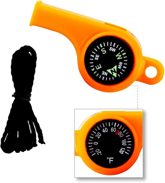 Sun Company TripleWhistle - 3-in-1 Survival Whistle | Compass, Dial Thermometer, Whistle Combo