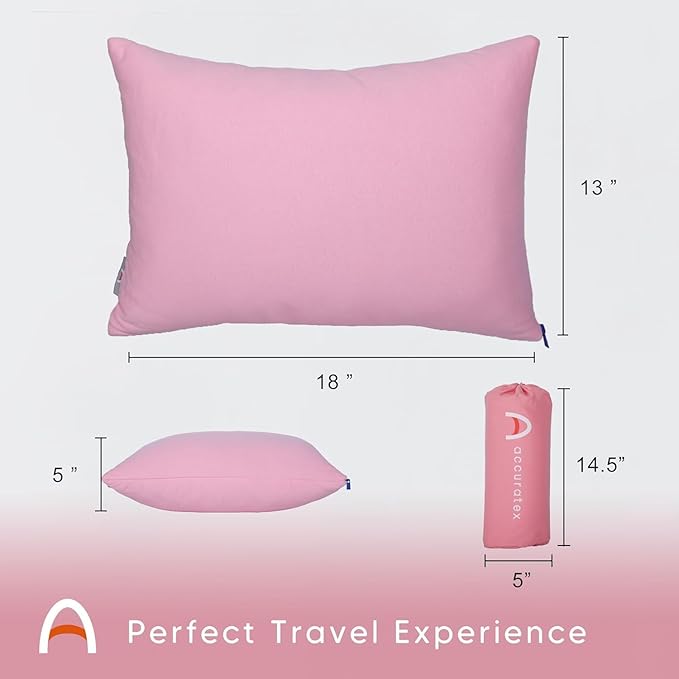 ACCURATEX Camping Pillow for Woman-100% Cotton Breathable Cover,Shredded Memory Foam Compressible Travel Pillow,Camping&Travel Accessories-Small Backpacking Pillow Camping Essentials for Sleeping,Gift