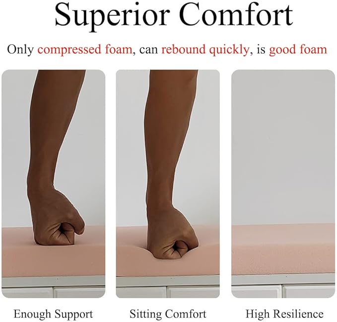 20 x 18 Inch Outdoor Chair Cushions for Patio Furniture, UV Resistant Non Slip Waterproof Replacement Patio Seat Cushion with Ties Set of 2, Beige