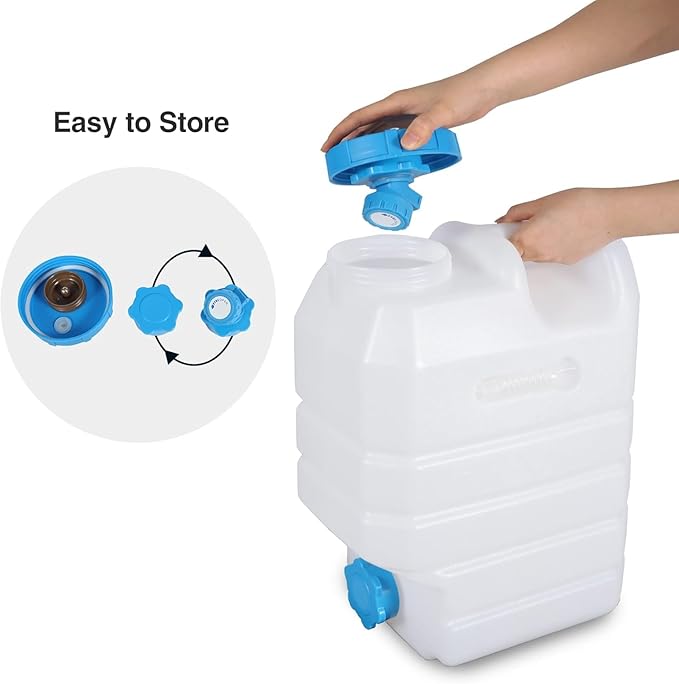 4 Gallon/15L Water Container with Spigot, Portable BPA Free Water Jug, Multifunction Water Tank for Camping Outdoor Hiking Picnic Supplies, 2 Pack