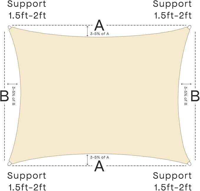 Sun Shade Sail Canopy, 10' x 13' Rectangle 95% UV Block Shade Cover for Outdoor, Backyard Patio, Lawn, Garden, Sandbox Carpor Sand