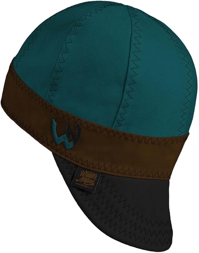 Welder Nation 8 Panel 10 oz Welding Premium Cap 100% Cotton Interior & Duck Canvas Exterior - Protective Durable Heavy-Duty