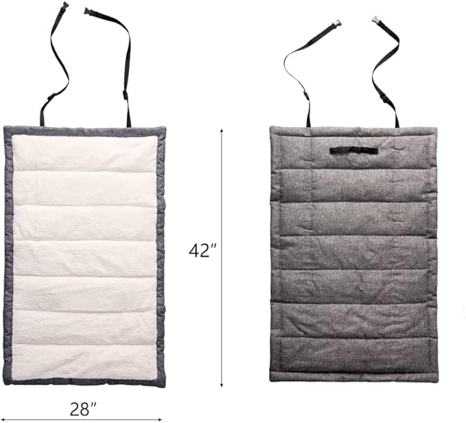 Outdoor Dog Bed, Portable Travel Mat, Rollup Pet Camping Gear, Crate Pad with Carry Handles for Large Dogs, Super Soft, Machine Washable, 42 * 28' Grey