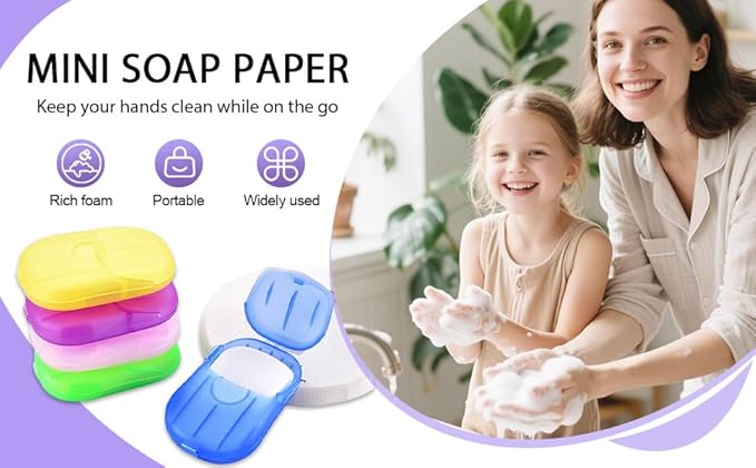 500PCS Eco Travel Soap Leaves, Portable Cleanser with 5 Scents, Paper Hand Cleaner Fragrance Color Soap Paper, Biodegradable Hand Washing Sheets for Camping/Hiking (6.5x4cm)