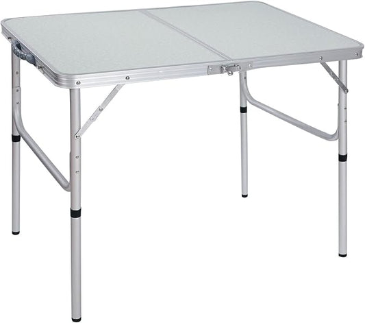 REDCAMP Aluminum Camping Table 3 Foot, Portable Folding Table Adjustable Height Lightweight for Picnic Beach Outdoor Indoor, White 36 x 24 inch