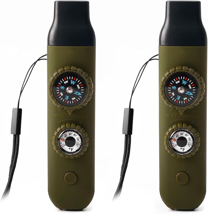 Emergency Survival Safety Whistle，Whistle for Kids with Lanyard,Compass,Thermometer,Ideal for Kayaking, Boating, Hiking, Camping, Climbing
