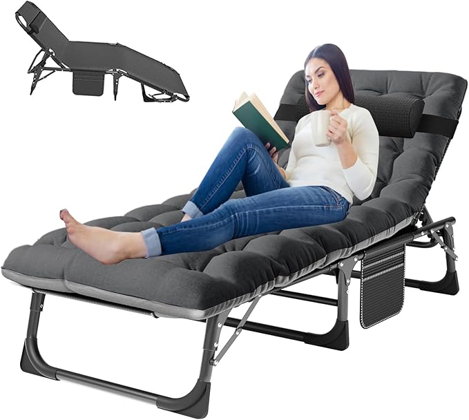 LILYPELLE Folding Camping Cot, Extra Wide Heavy Duty Sleeping Cots with Carry Bag, Double Layer Oxford Portable Travel Camp Cots for Home, Office Nap and Outdoor Beach