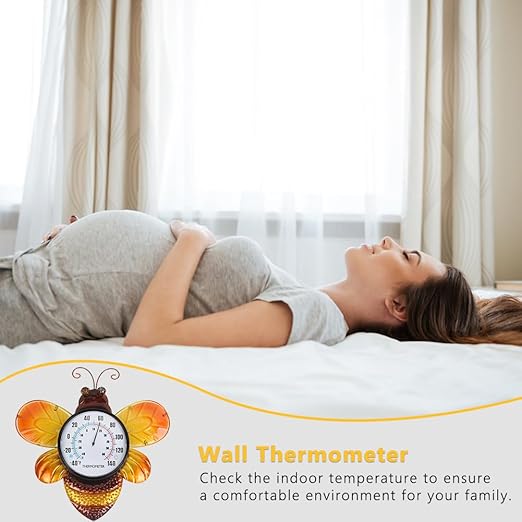 Indoor Outdoor Thermometer, Bee Wall-Mounted Thermometer Waterproof for Patio Garden Yard & Living Room, No Battery Needed