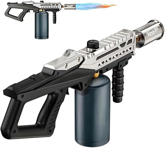 Powerful Propane Torch Gun, Kitchen Torch with Adjustable Flame, Flamethrower Blow Torch Gun Gas Welding Kits for BBQ, Searing Steak, Camping & Charcoal Torch Lighter(Tank Not Included)