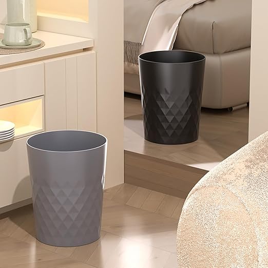 2 Pack Small Trash Can 1.8 Gallon Bathroom Garbage Can Waste Basket Recycling Bin for Dorms Bedrooms Offices Kitchens, Black