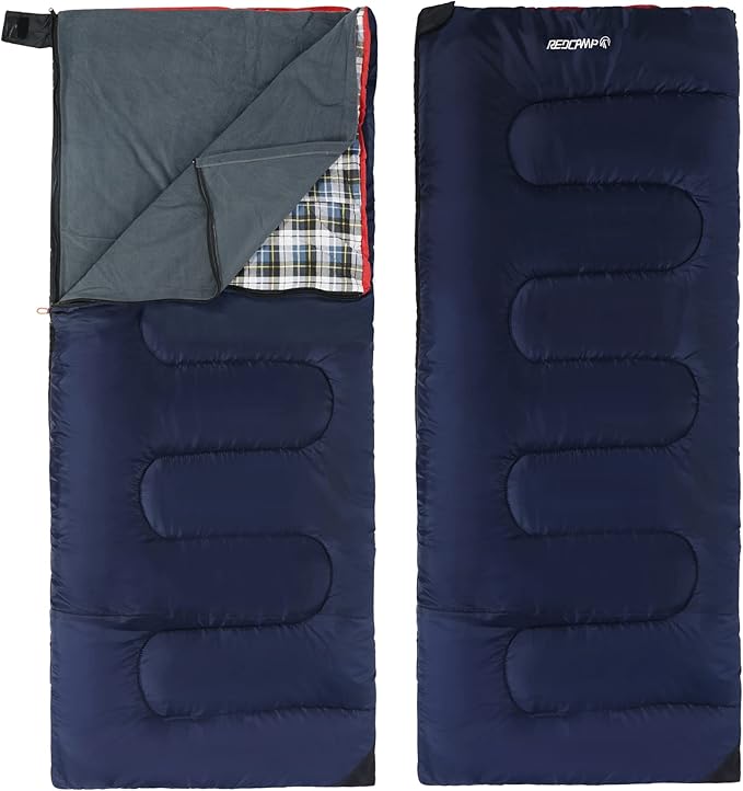 REDCAMP Cotton Flannel Sleeping Bag for Camping Backpacking, Adults Cold Weather Envelope Sleeping Bags with 2/3/4/6lbs Filling