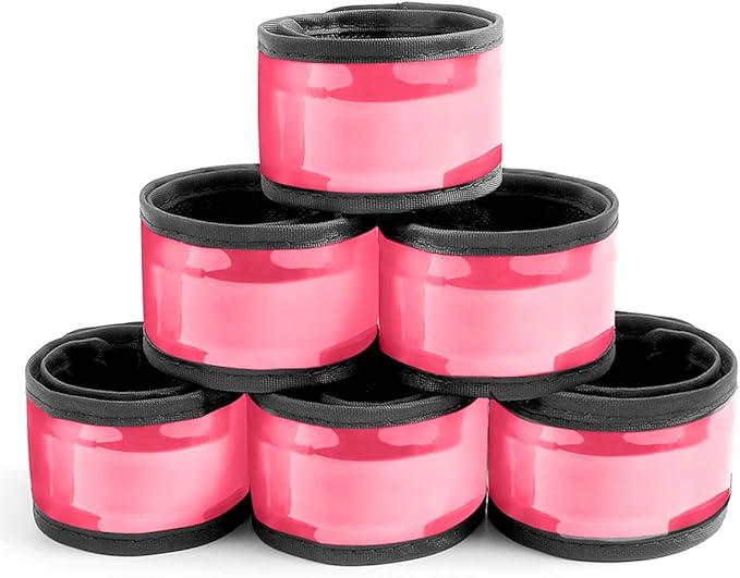 Pack of 6 LED Light Up Band Slap Bracelets Night Safety Wrist Band for Cycling Walking Running Concert Camping Outdoor Sports