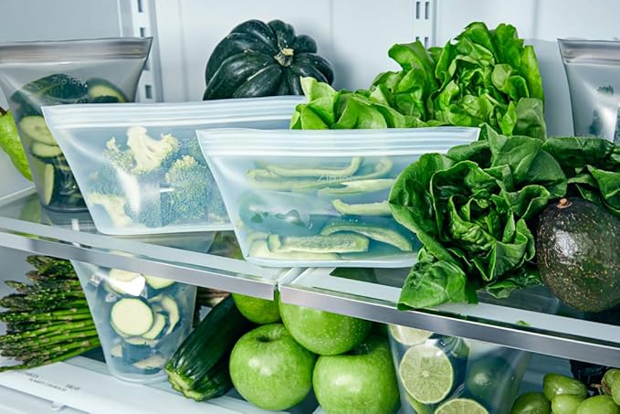 Zip Top Reusable Food Storage Bags | Medium Dish [Gray] | Silicone Meal Prep Container | Microwave, Dishwasher and Freezer Safe | Made in the USA