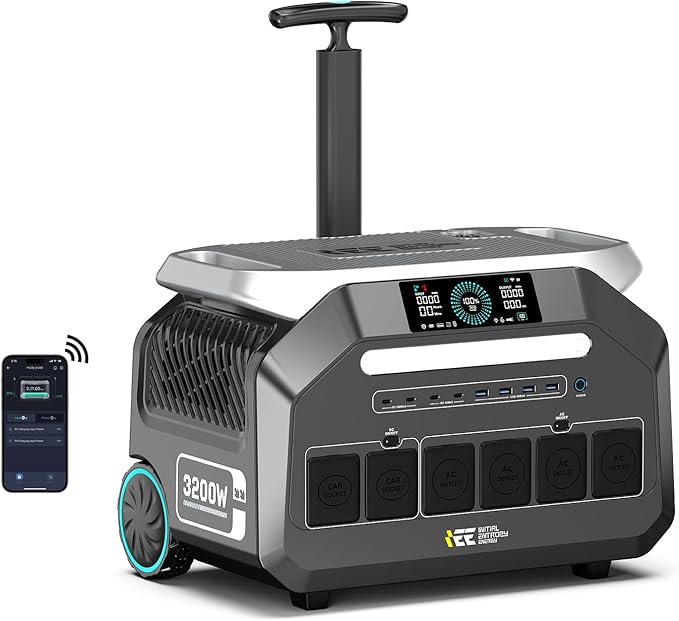 IEE 3200W Portable Power Station P3200, 2048Wh Solar Generator, 1800W AC Charging & 1000W Solar Charging, LiFePO4 Battery Power Station for Home Backup, Power Outage, Camping, RV, Emergencies