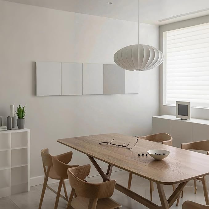 White Fabric Lantern Pendant Light,Adjustable Height Ceiling Hanging Lamp,Minimalist Dining Table Light,Japanese Style Pendant Lamp for Living Room Bedroom