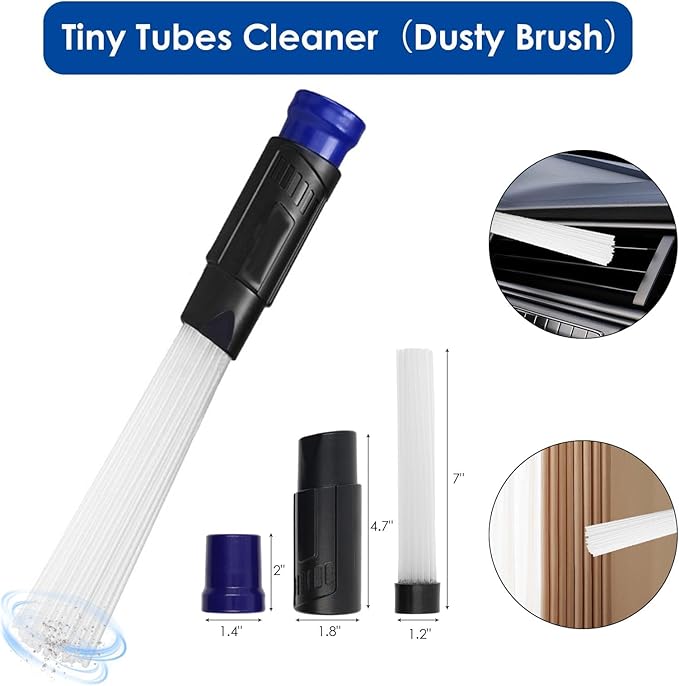 14 PCS Universal Vacuum Attachments & Brushes Kit for Shop Vac Accessories & Household Cleaning, Includes 2 1/2" to 1 1/4" and 1 7/8" to 1" Vacuum Hose Adapter,Crevice Tool & 3 Vacuum Extension Wands