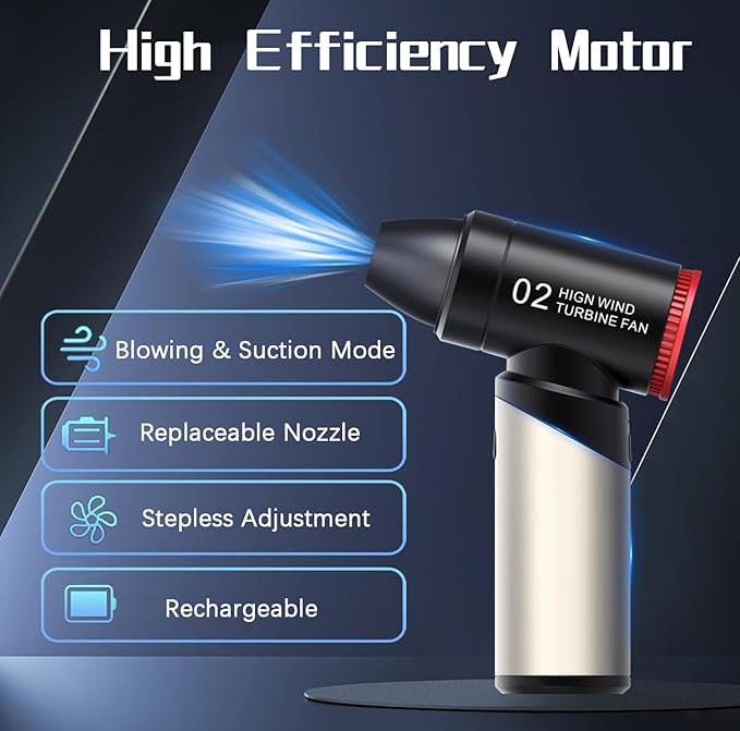 Powerful 110000RPM Electric Air Duster, Portable 3-Speed Cordless Blower with Blow & Exhaust Mode for Fast Car Drying, Deep Keyboard Cleaning, Air Conditioner, Camping Gear, Inflatables & BBQ
