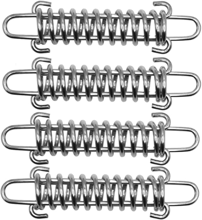 4Pcs Tent Fixed Buckle Wind Rope Buckle Steel Fixed Buckle Tent Wind Spring for Camping Hiking,Chrome Plated Spring for Hammock Chair