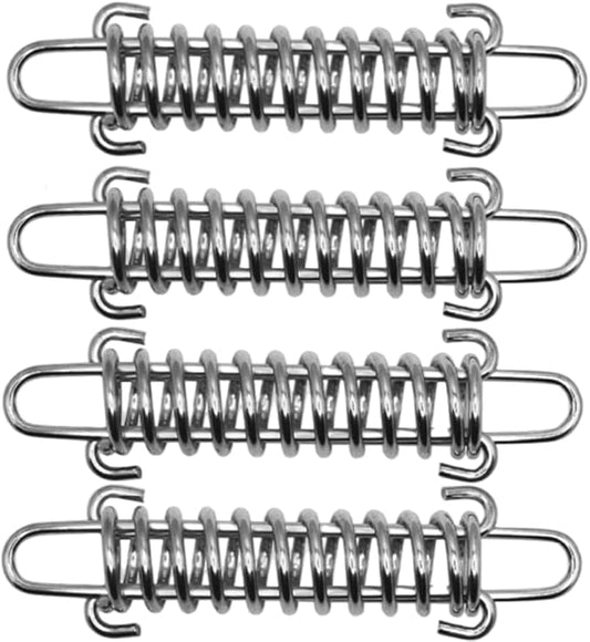 4Pcs Tent Fixed Buckle Wind Rope Buckle Steel Fixed Buckle Tent Wind Spring for Camping Hiking,Chrome Plated Spring for Hammock Chair