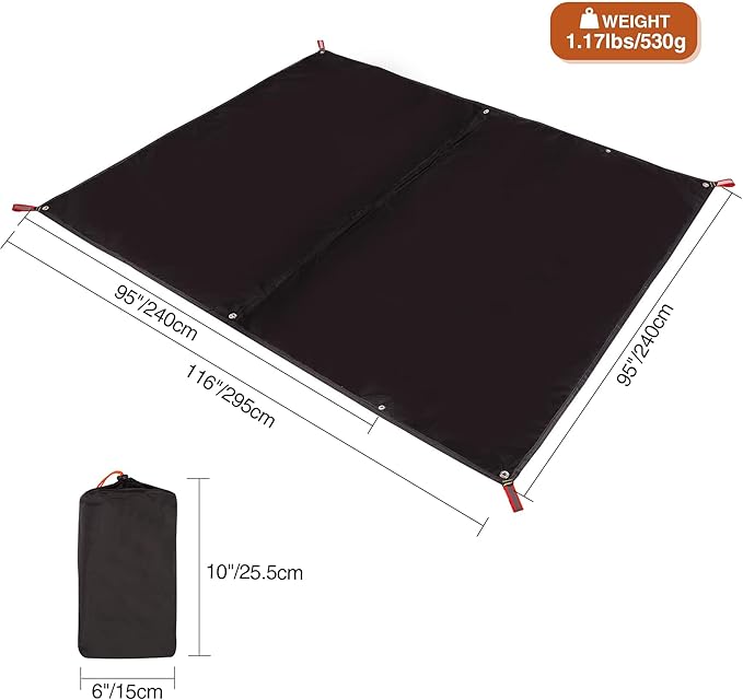 REDCAMP Ultralight Tent Footprint for 6 Person Tent, Multifunctional Waterproof Camping Tent Tarp for Camping, Hiking and Survival Gear, Lightweight,95"x116"