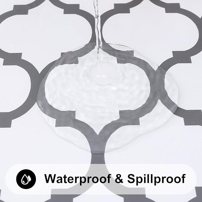 Smiry Rectangle Picnic Table Cover, Waterproof Elastic Fitted Camping Tablecloths for 4 Foot Tables, Wipeable Flannel Backed Vinyl Tablecloth Protector for Indoor, Outdoor (White, 30x48 Inches)