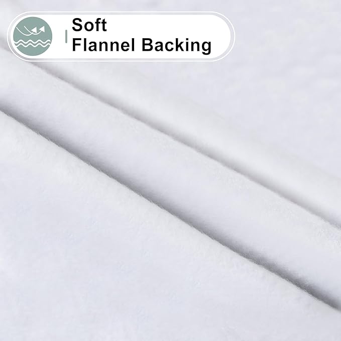 misaya Round Waterproof Vinyl Table Cloth, Buffalo Flannel Backed Tablecloth, Wipeable Plastic Table Cover for Dinner, Kitchen, Picnic (60", Grey and White)