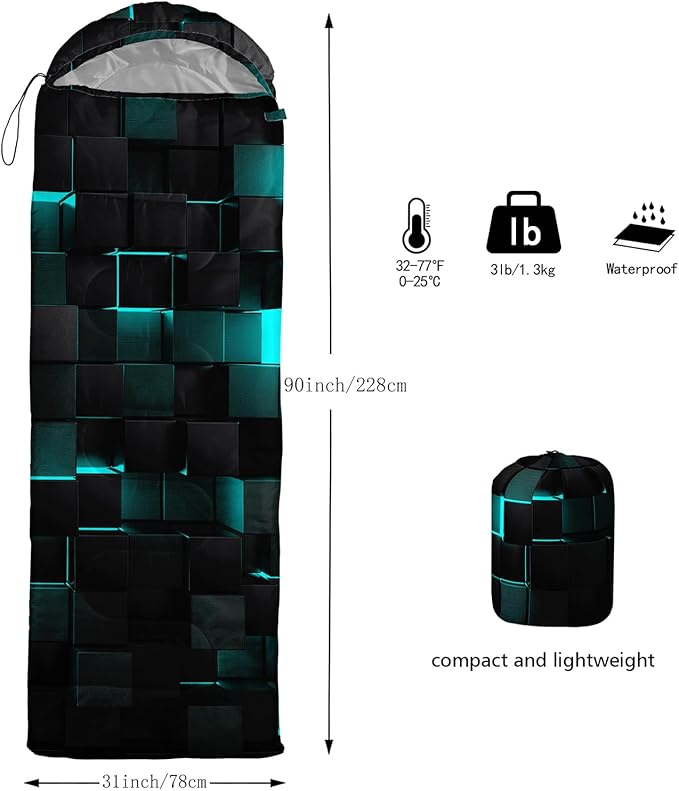 Sleeping Bags for Adults and Kids Backpacking Camping Sleeping Bags for Girls and Boys Lightweight Waterproof Cold/Warm Sleeping Bag for All Season