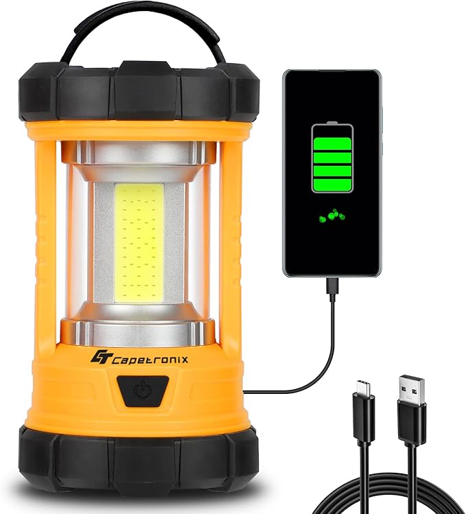 CT CAPETRONIX Camping Lantern, 3200LM Bright Camping Light, 4600mAh Rechargeable LED Lantern for Power Outages, 5 Light Modes Camping Lamp for Fishing/Hurricane/Emergency, Camping Must Haves