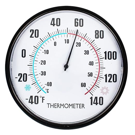 6.3'' Indoor Outdoor Thermometer, Outdoor Wall Thermometer No Battery Needed, Waterproof Outdoor Thermometers for Patio, Garden, Home