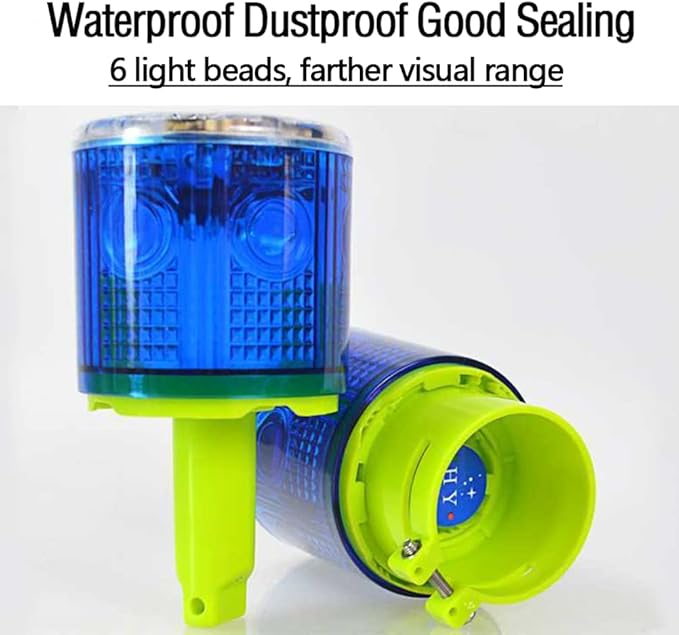 Solar Strobe Warning Light, Super Bright Single Column Solar Emergency Strobe Warning Light, Flashing Barricade Safety Road Construction Traffic Flashing (Blue)