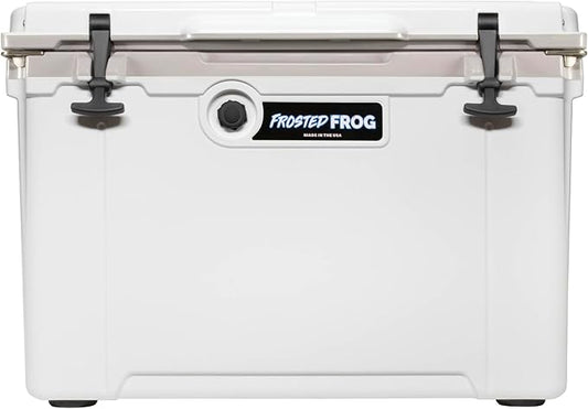 Made in USA Frosted Frog Hyper-Light 54 Quart Hard Cooler Insulated Portable Ice Chest Box for Beach, Beverages, Camping, Fishing, Boat, Barbecue, 30% Lighter Than Rotomolded Coolers