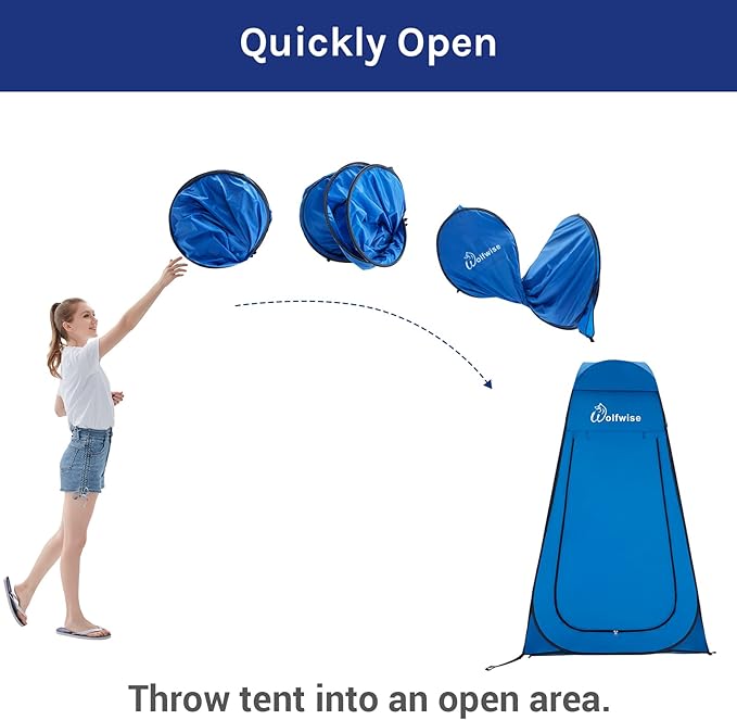 WolfWise Pop Up Privacy Shower Tent Portable Outdoor Sun Shelter Camp Toilet Changing Dressing Room